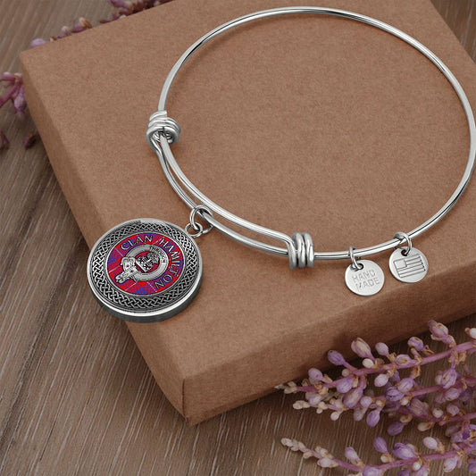 Clan Hamilton Crest & Tartan in Celtic Knot Bangle