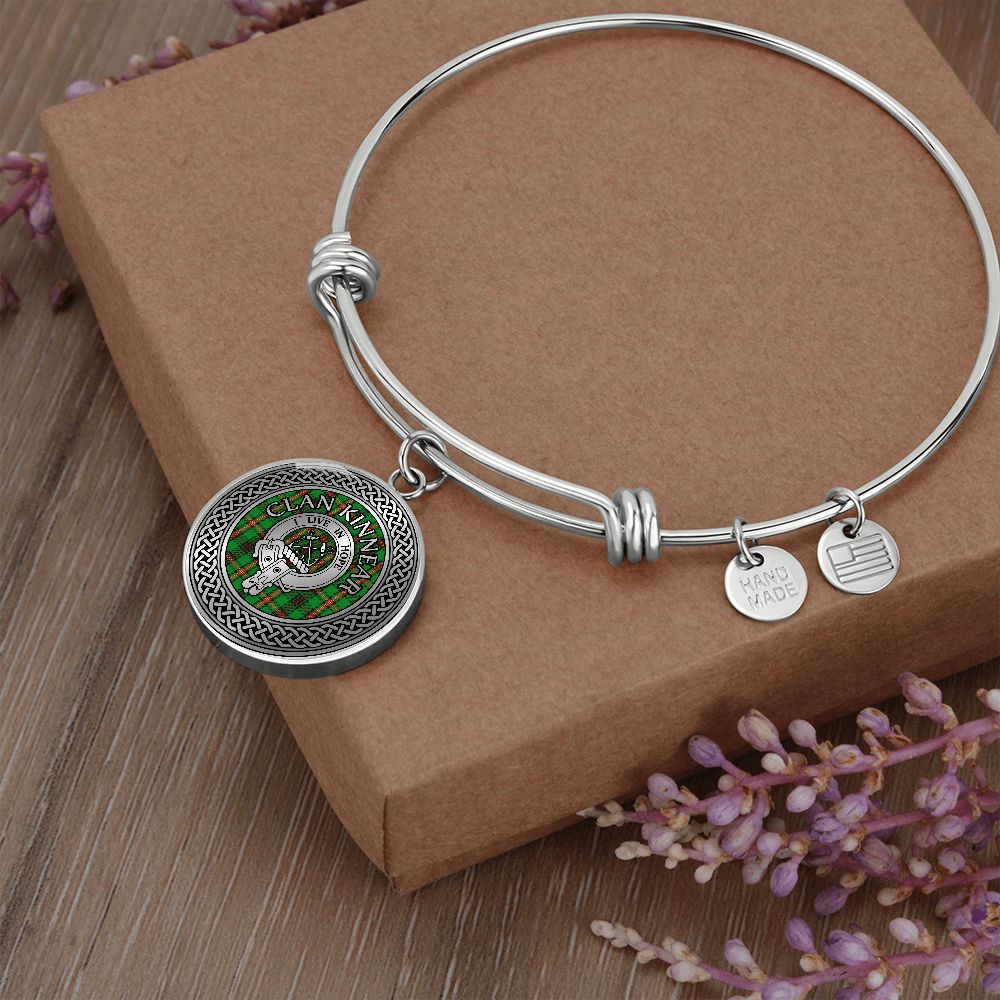 Clan Kinnear Crest & Tartan in Celtic Knot Bangle