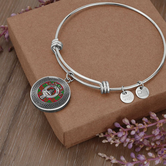 Clan Grant Crest & Tartan in Celtic Knot Bangle