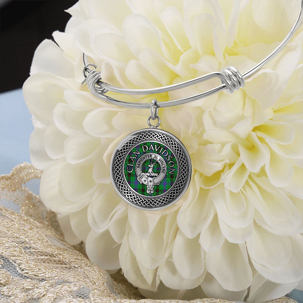 Clan Davidson Crest & Tartan in Celtic Knot Bangle