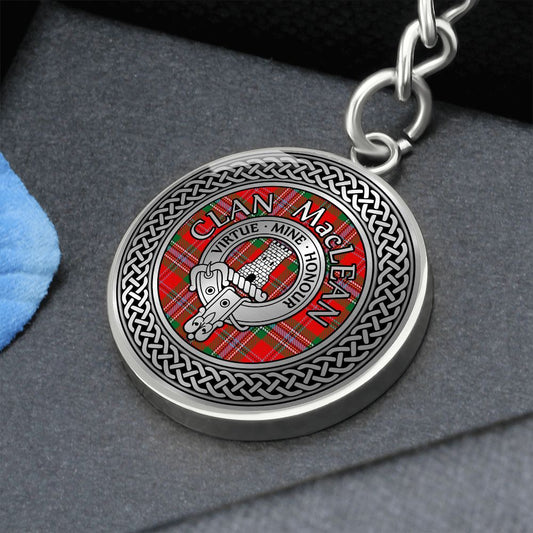 Clan MacLean Crest & Tartan Knot Pendant Keychain