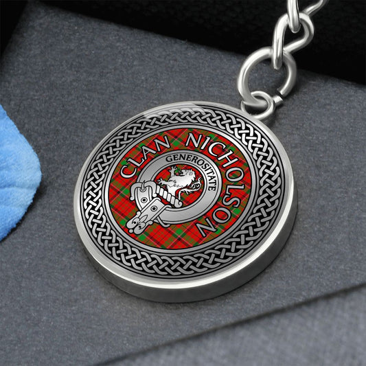 Clan Nicholson Crest & Tartan Knot Pendant Keychain