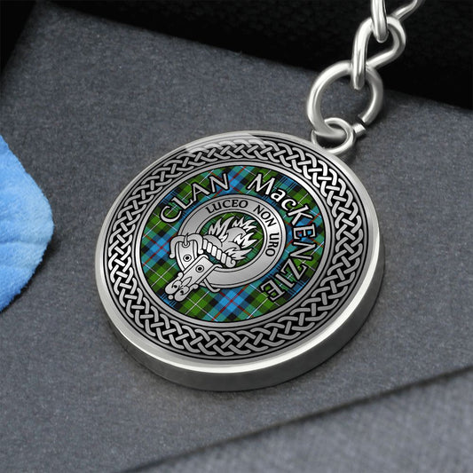 Clan MacKenzie Crest & Tartan Knot Pendant Keychain