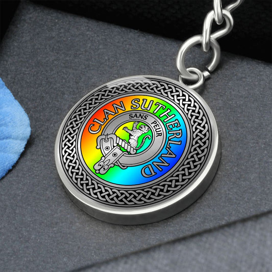 Clan Sutherland Crest & Rainbow Knot Pendant Keychain