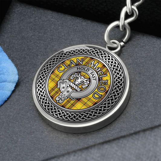 Clan MacLeod Crest & Tartan Knot Pendant Keychain