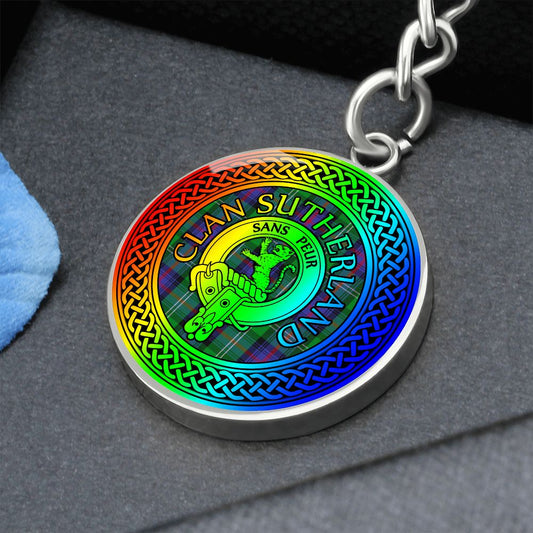 Clan Sutherland Rainbow Crest & Knot Pendant Keychain