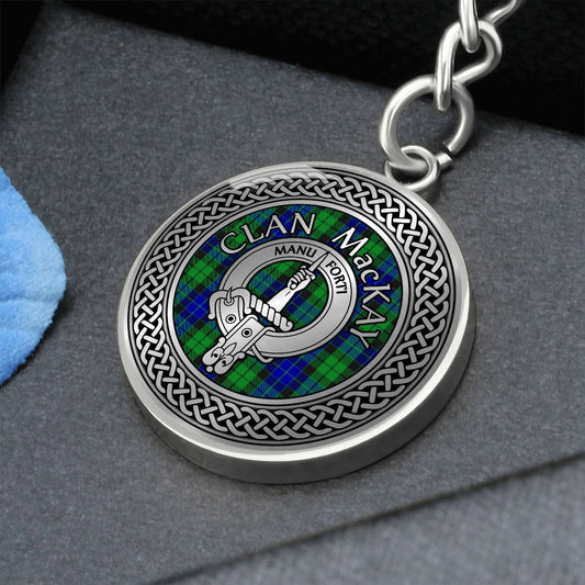 Clan MacKay Crest & Tartan Knot Pendant Keychain