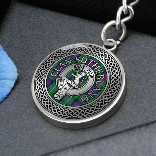 Clan Sutherland Crest & Tartan Knot Pendant Keychain