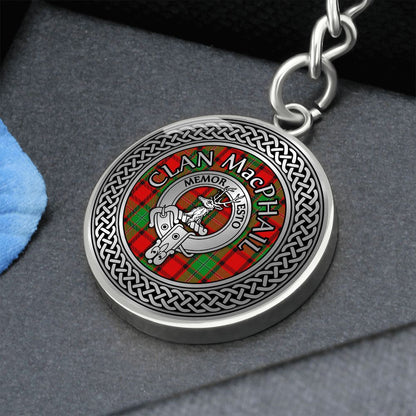 Clan MacPhail Crest & Tartan Knot Pendant Keychain