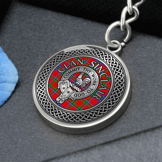 Clan Sinclair Crest & Tartan Knot Pendant Keychain