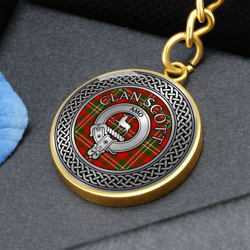 Clan Scott Crest & Tartan Knot Pendant Keychain