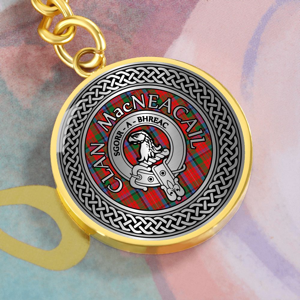 Clan MacNicol Crest & Tartan Knot Pendant Keychain