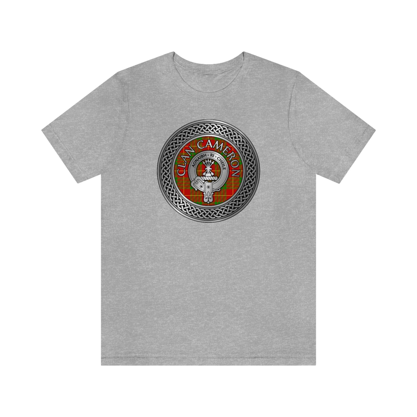 Clan Cameron Tartan & Crest in Celtic Knot T-Shirt