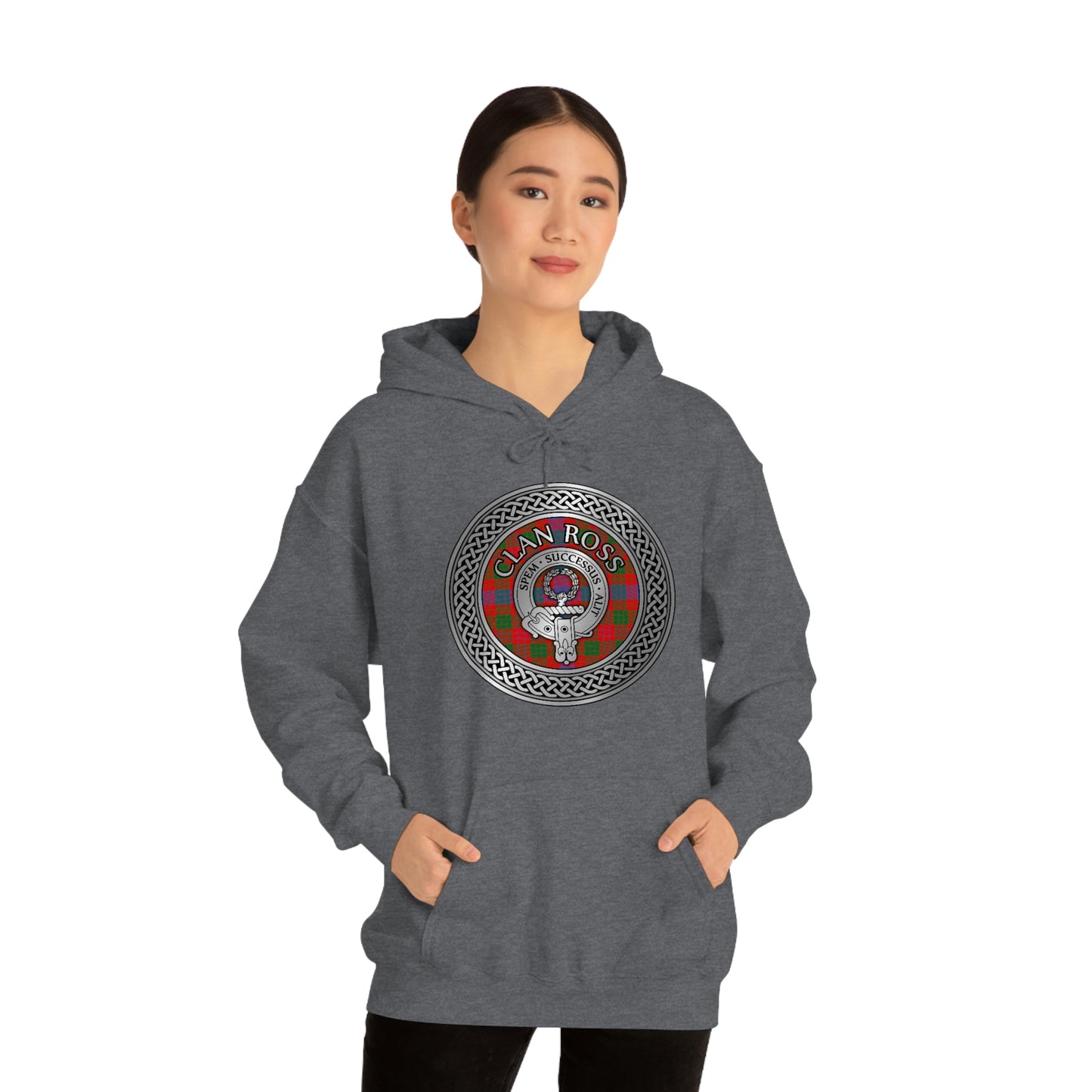 Clan Ross Crest & Tartan Unisex Heavy Blend™ Hooded Sweatshirt