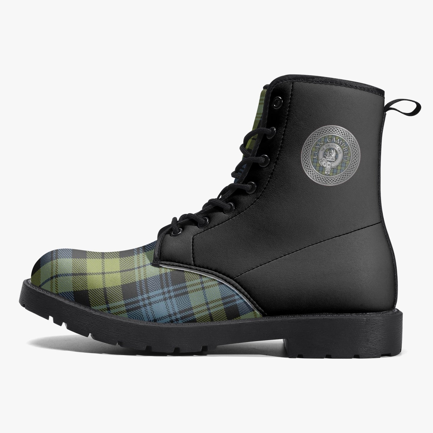 Clan Campbell Crest & Tartan Leather Boots