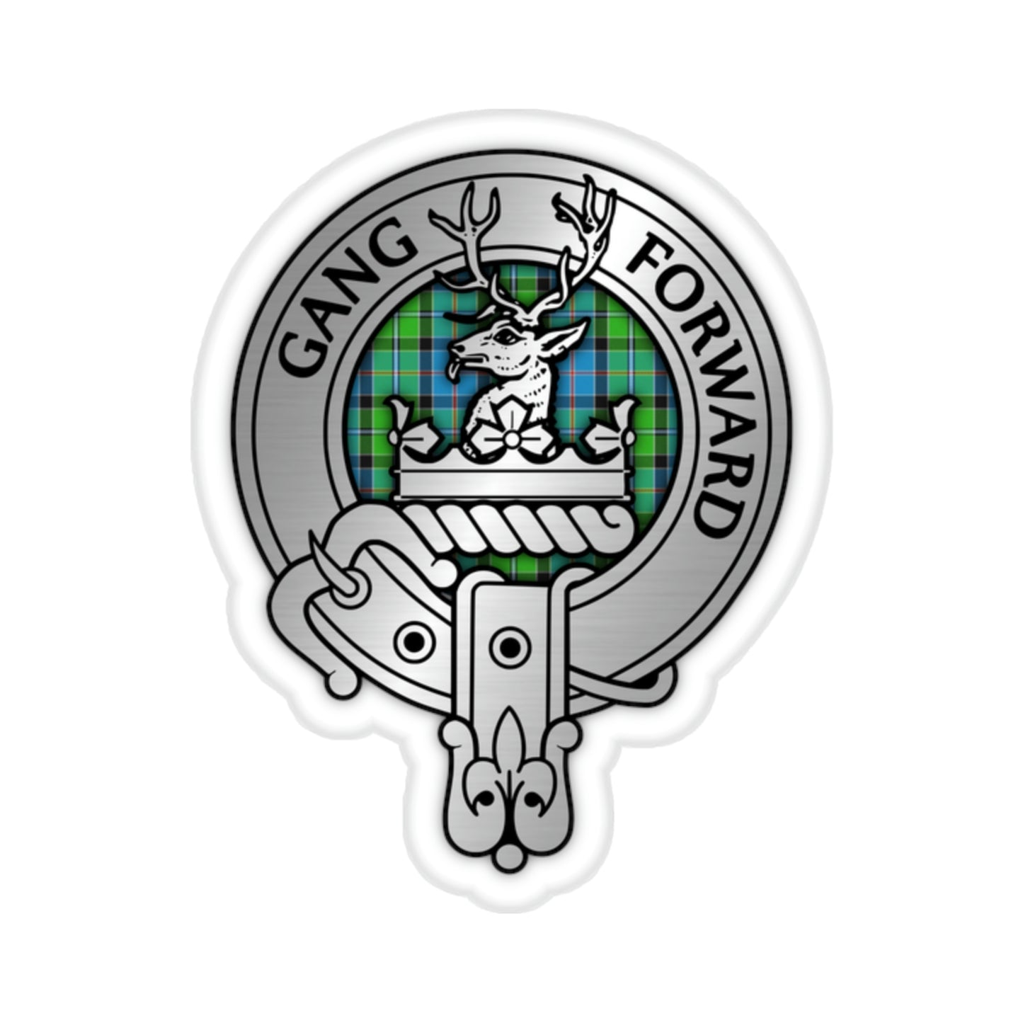 Clan Stirling Crest & Tartan Kiss-Cut Stickers