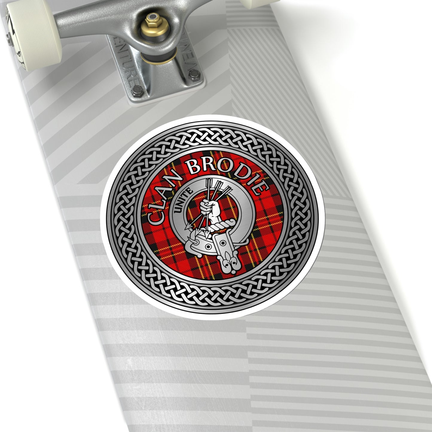 Clan Brodie Crest & Tartan Knot Kiss-Cut Stickers