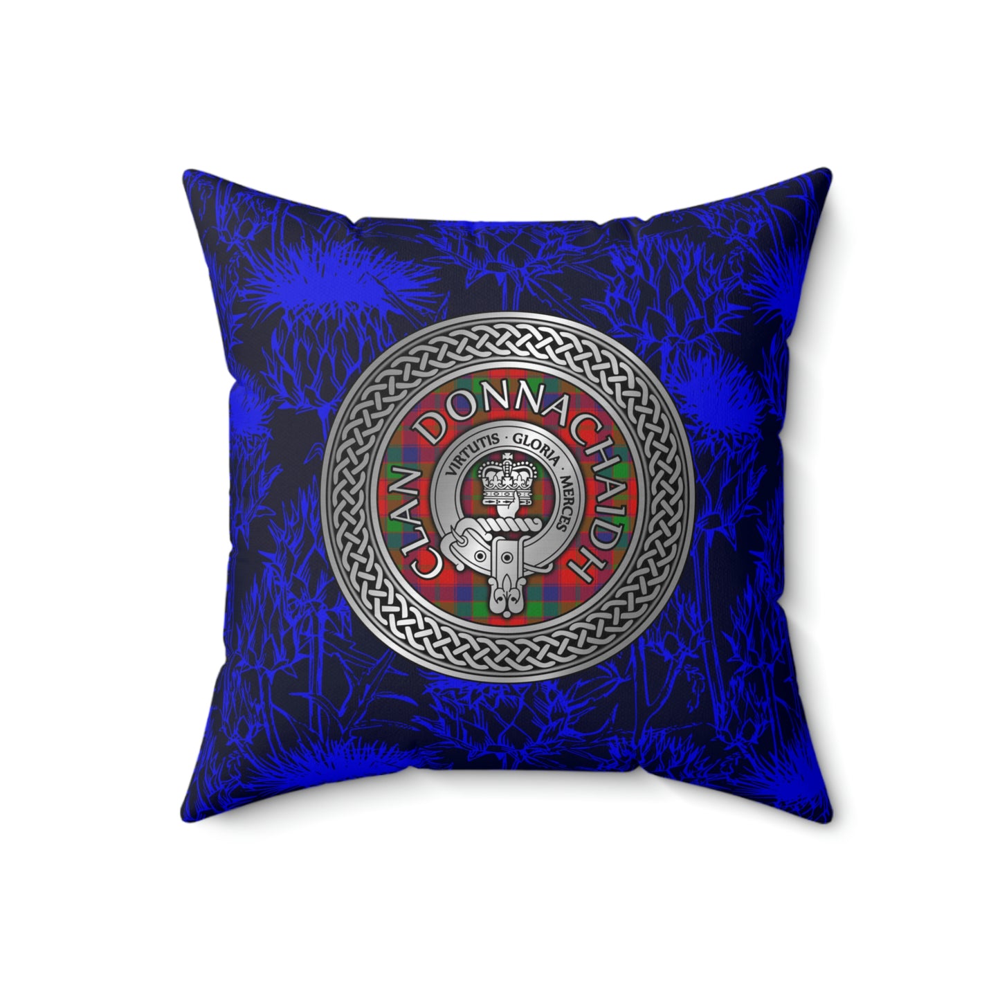 Clan Donnachaidh Crest & Tartan Knot Spun Polyester Square Pillow