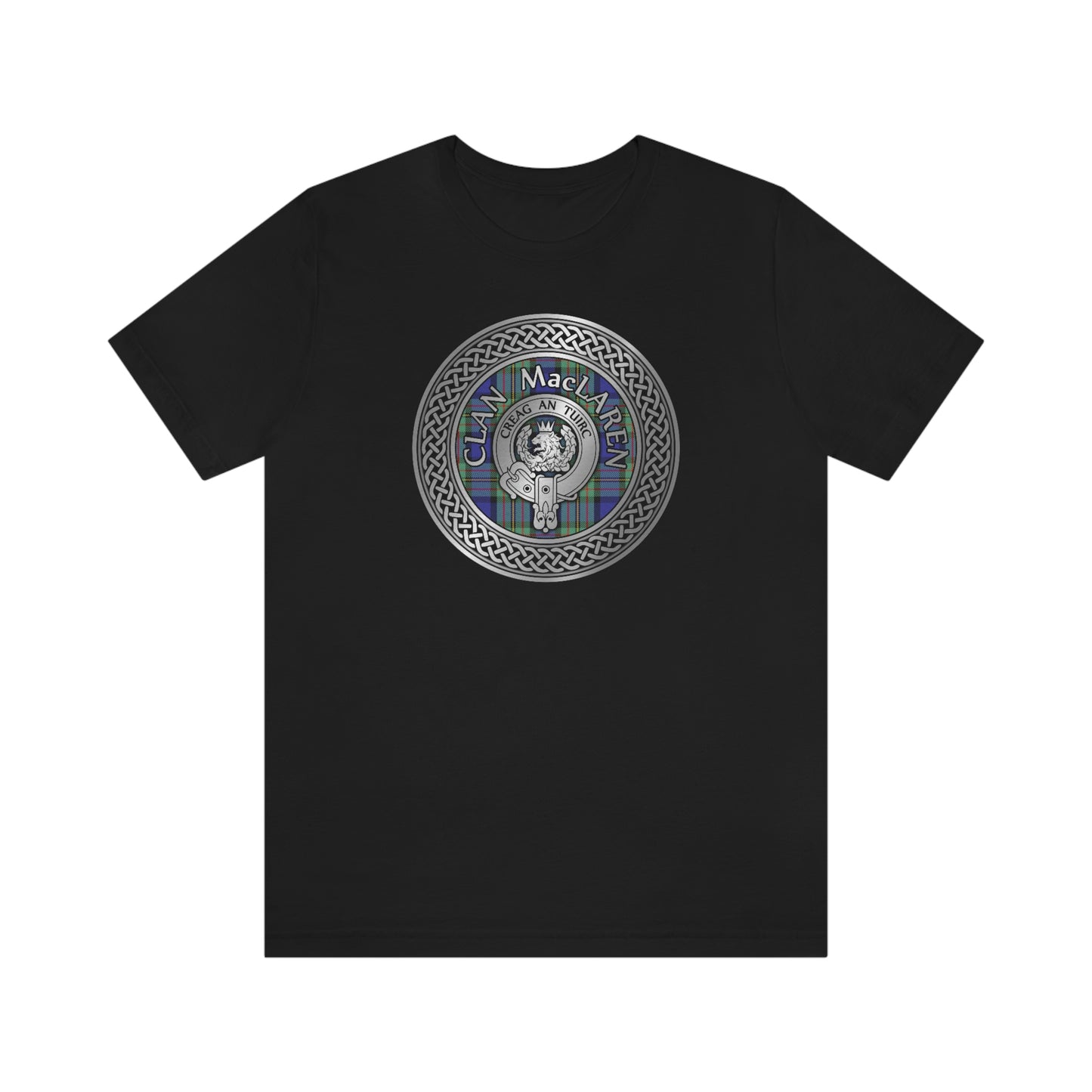 Clan MacLaren Tartan & Crest in Celtic Knot T-Shirt