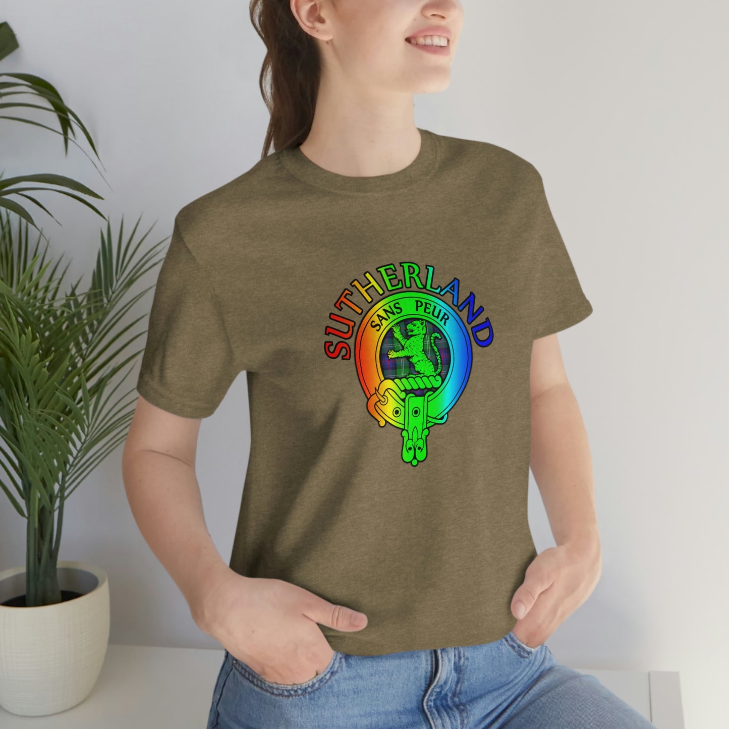 Clan Sutherland Rainbow Crest & Tartan T-Shirt