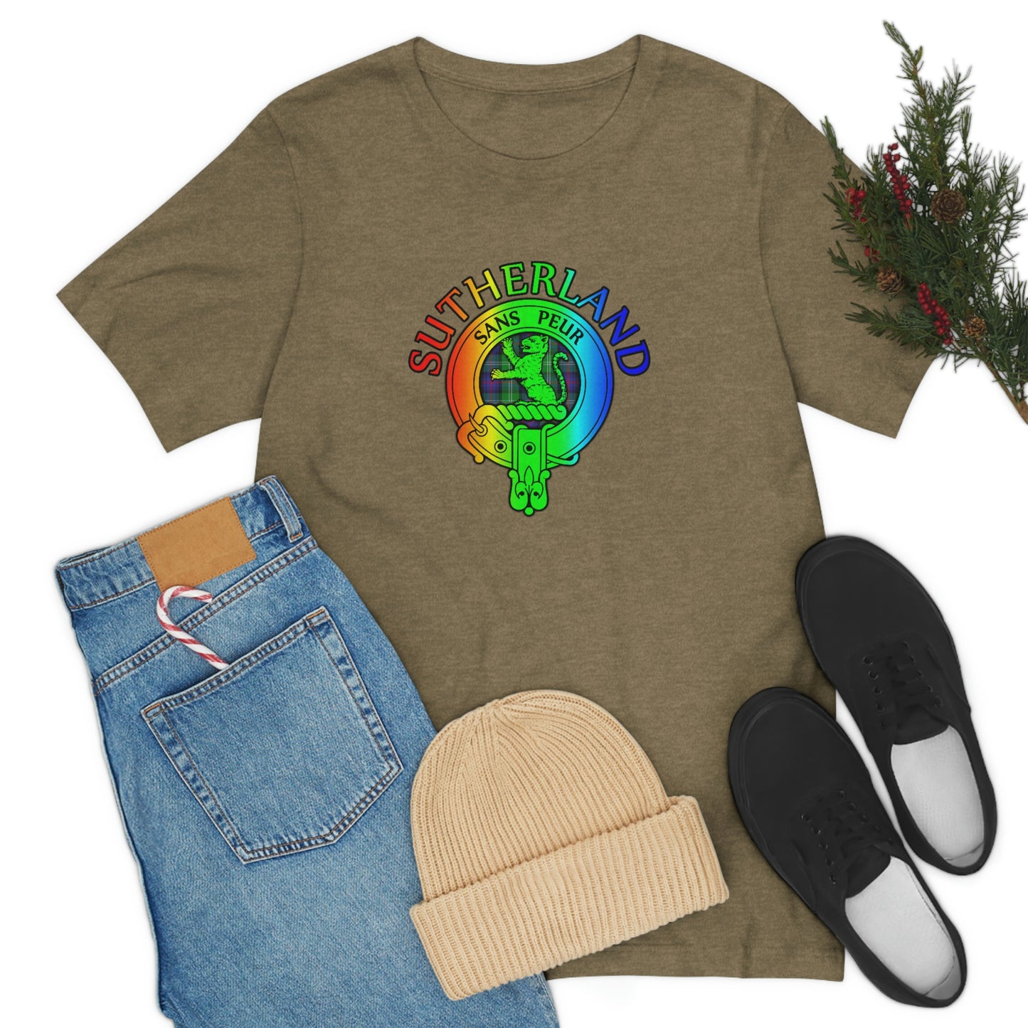 Clan Sutherland Rainbow Crest & Tartan T-Shirt