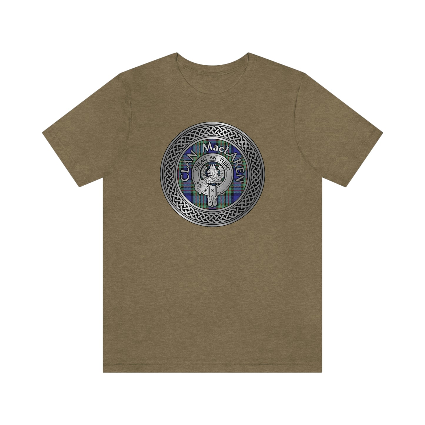 Clan MacLaren Tartan & Crest in Celtic Knot T-Shirt