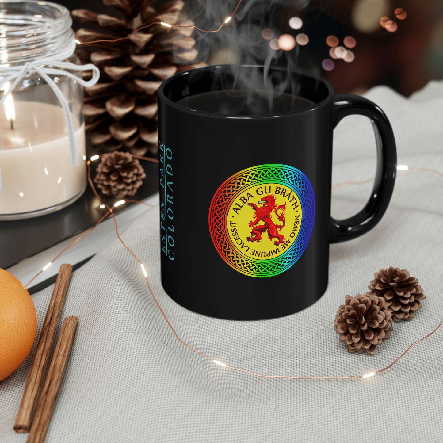 Demo - Estes Park / Alba Gu Brath Rainbow Crest 11oz Black Mug