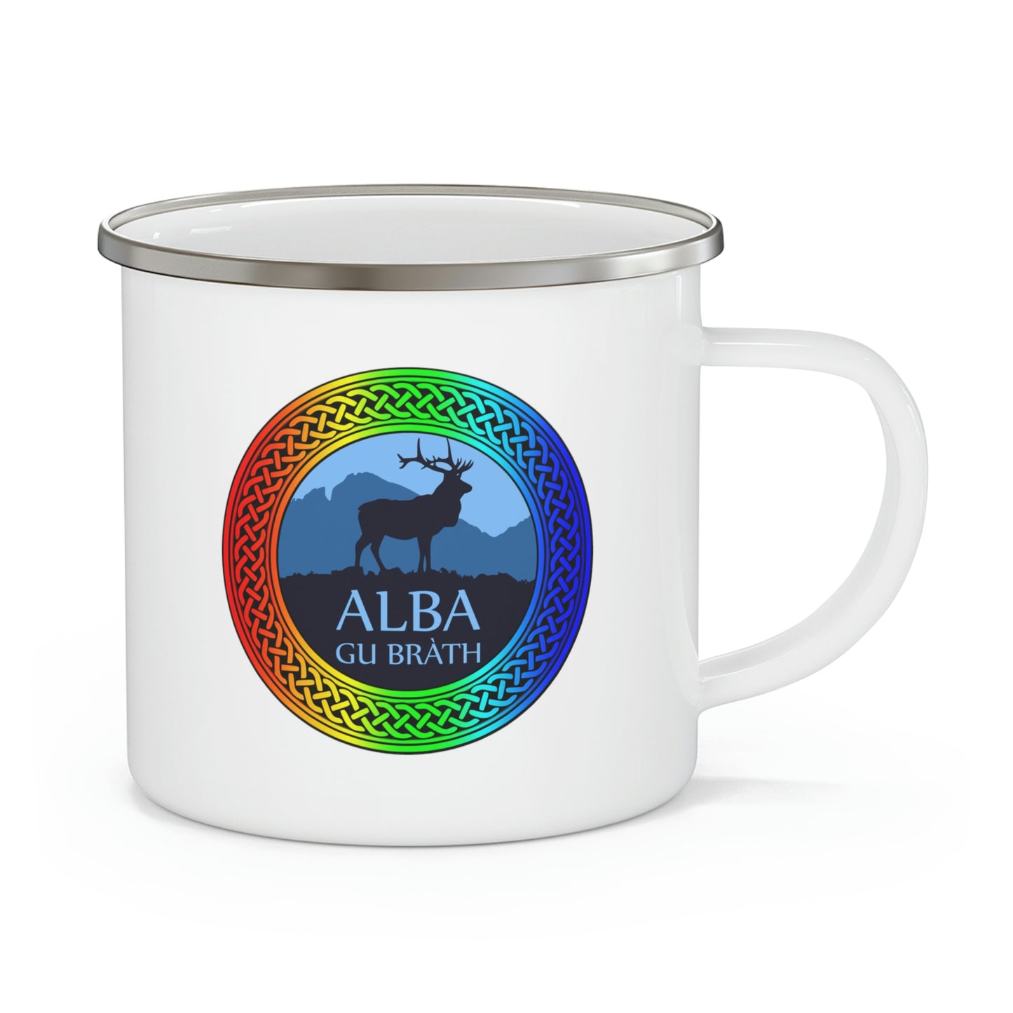 Alba Gu Brath Rainbow Knot Enamel Camping Mug