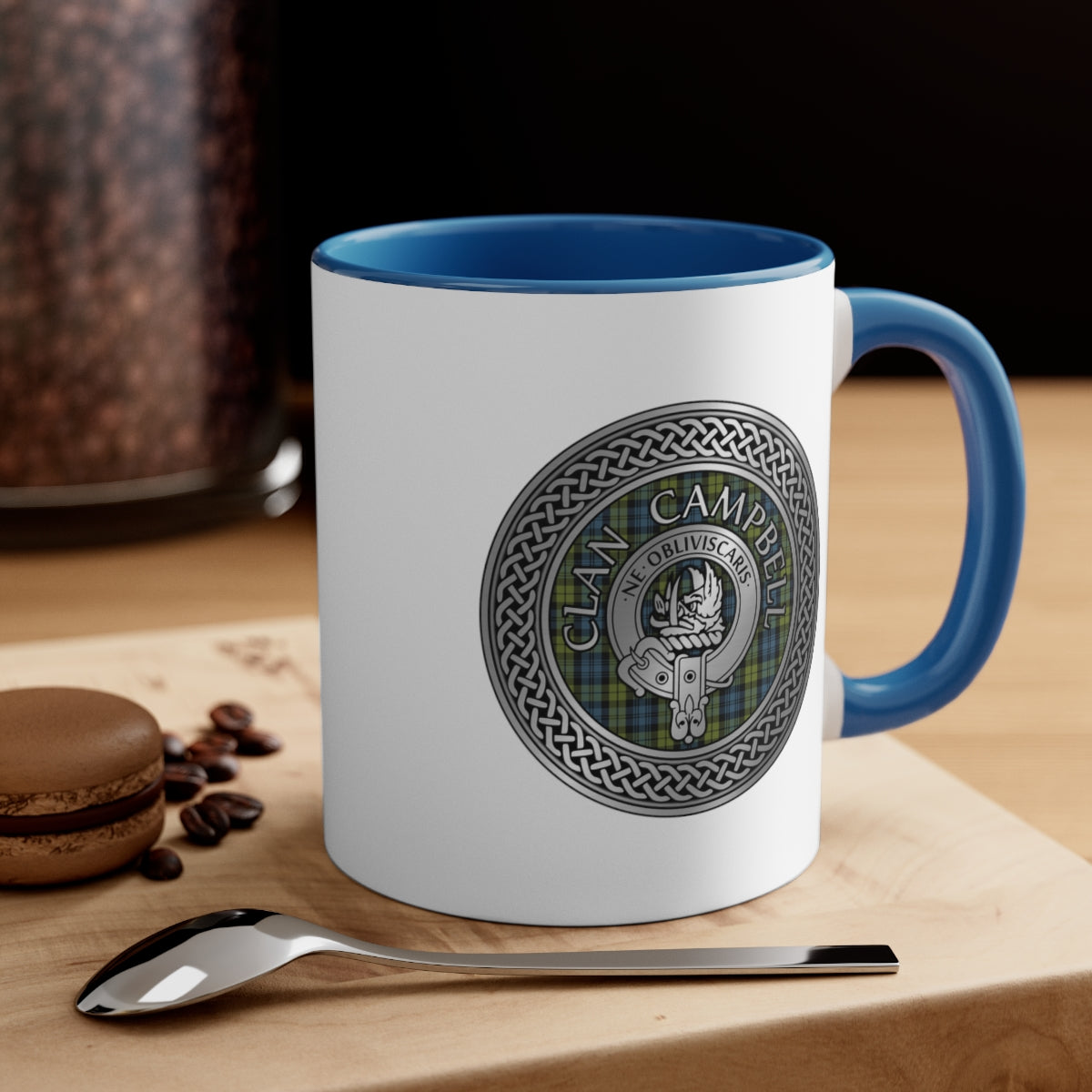 Clan Campbell Crest & Tartan Accent Coffee Mug, 11oz