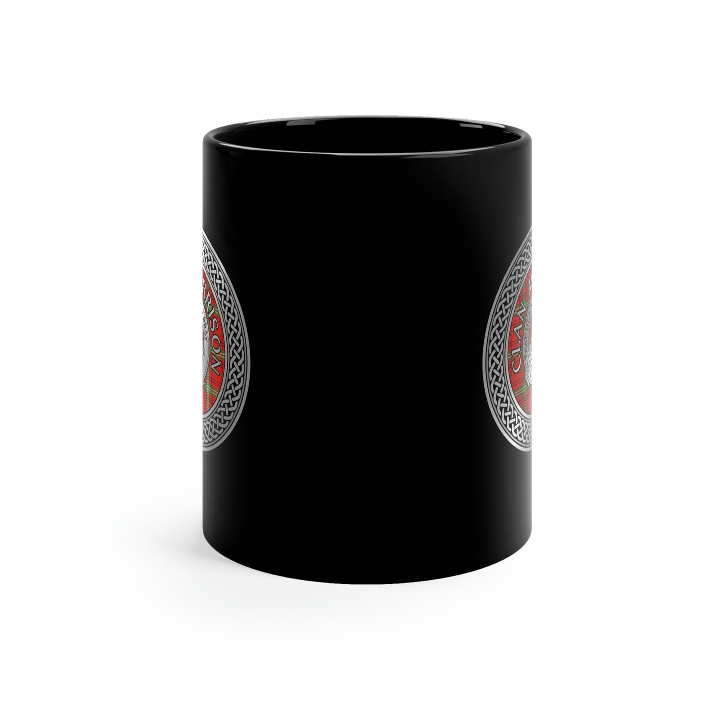 Clan Morrison Crest & Tartan 11oz Black Mug