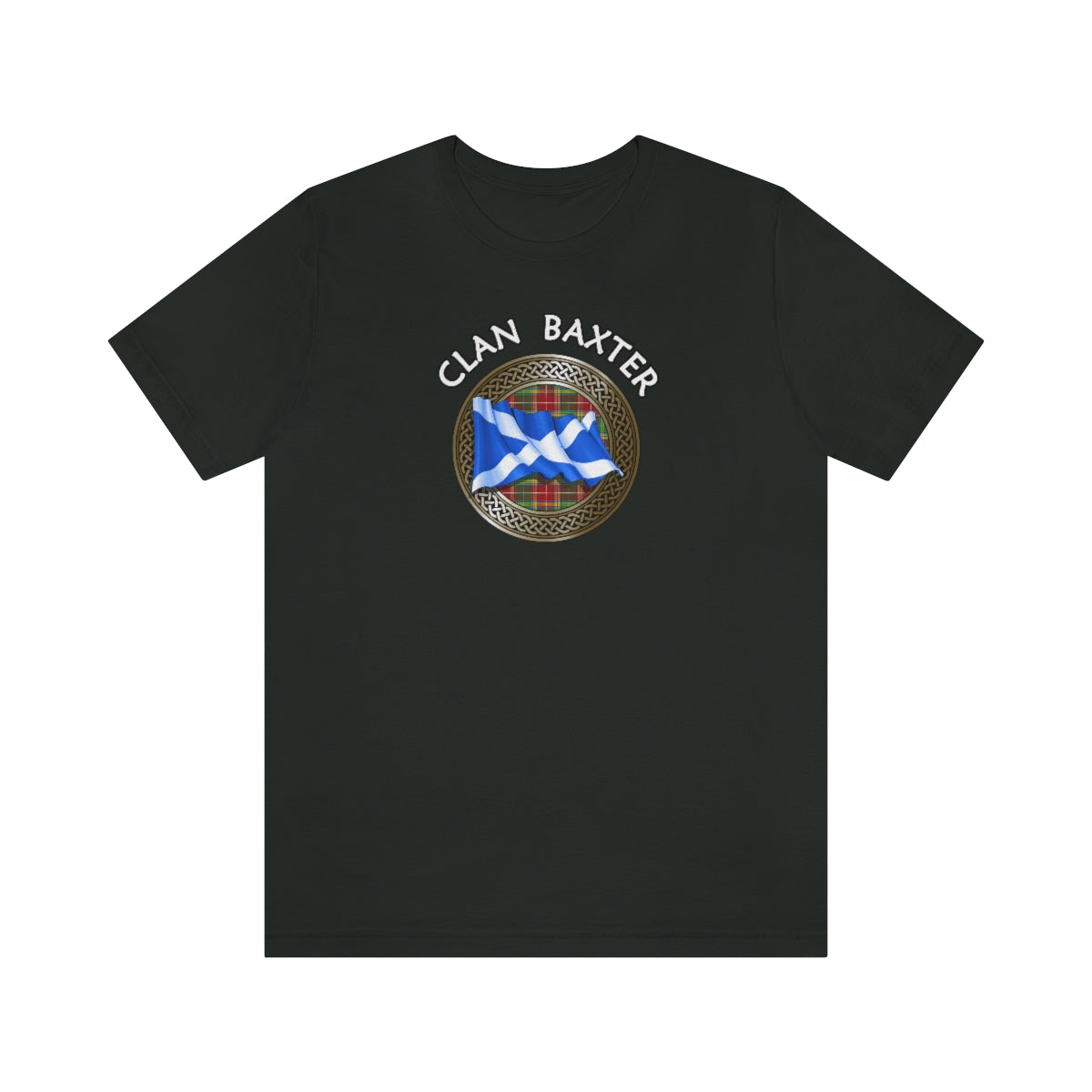 Clan Baxter Tartan Knot & Flag T-Shirt