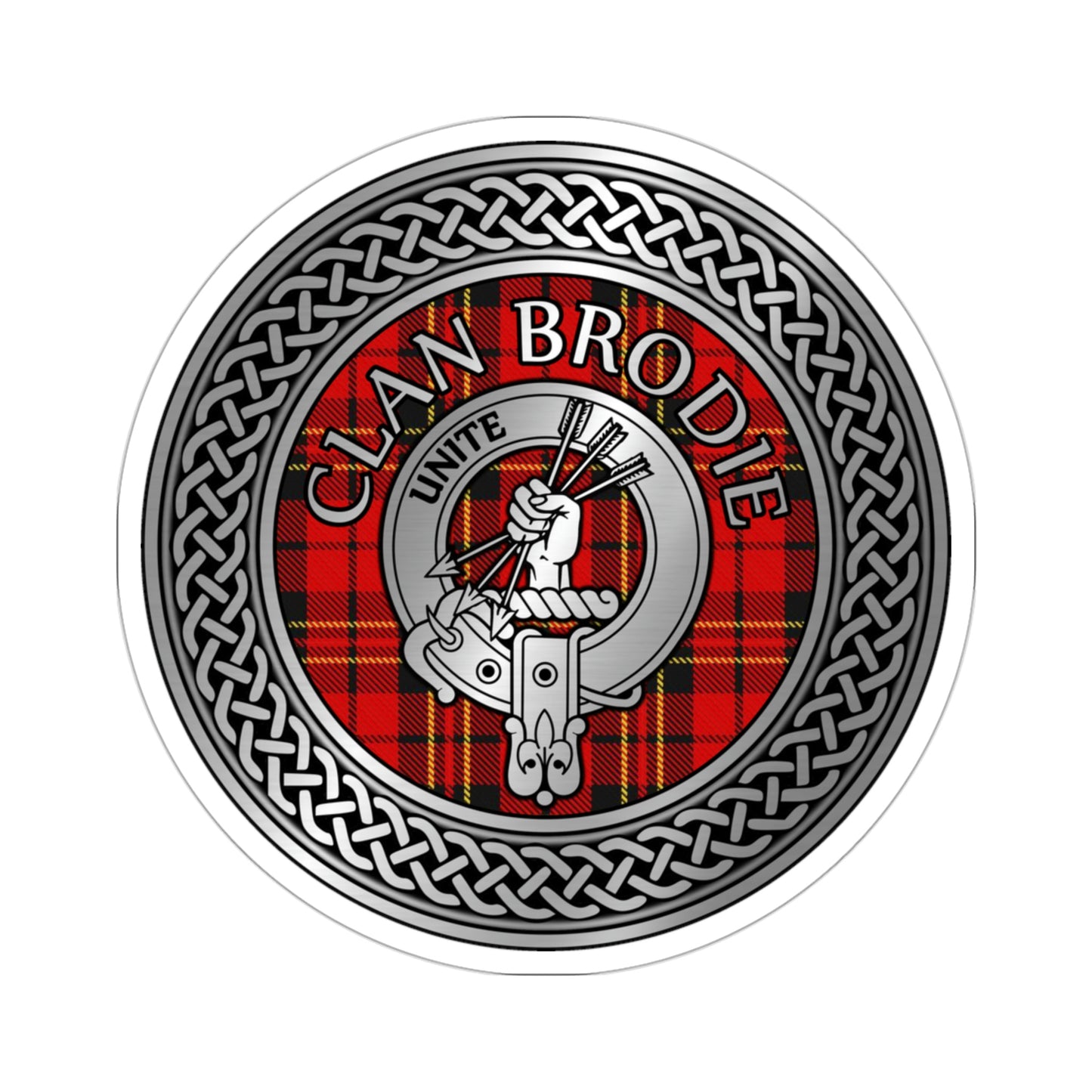 Clan Brodie Crest & Tartan Knot Kiss-Cut Stickers