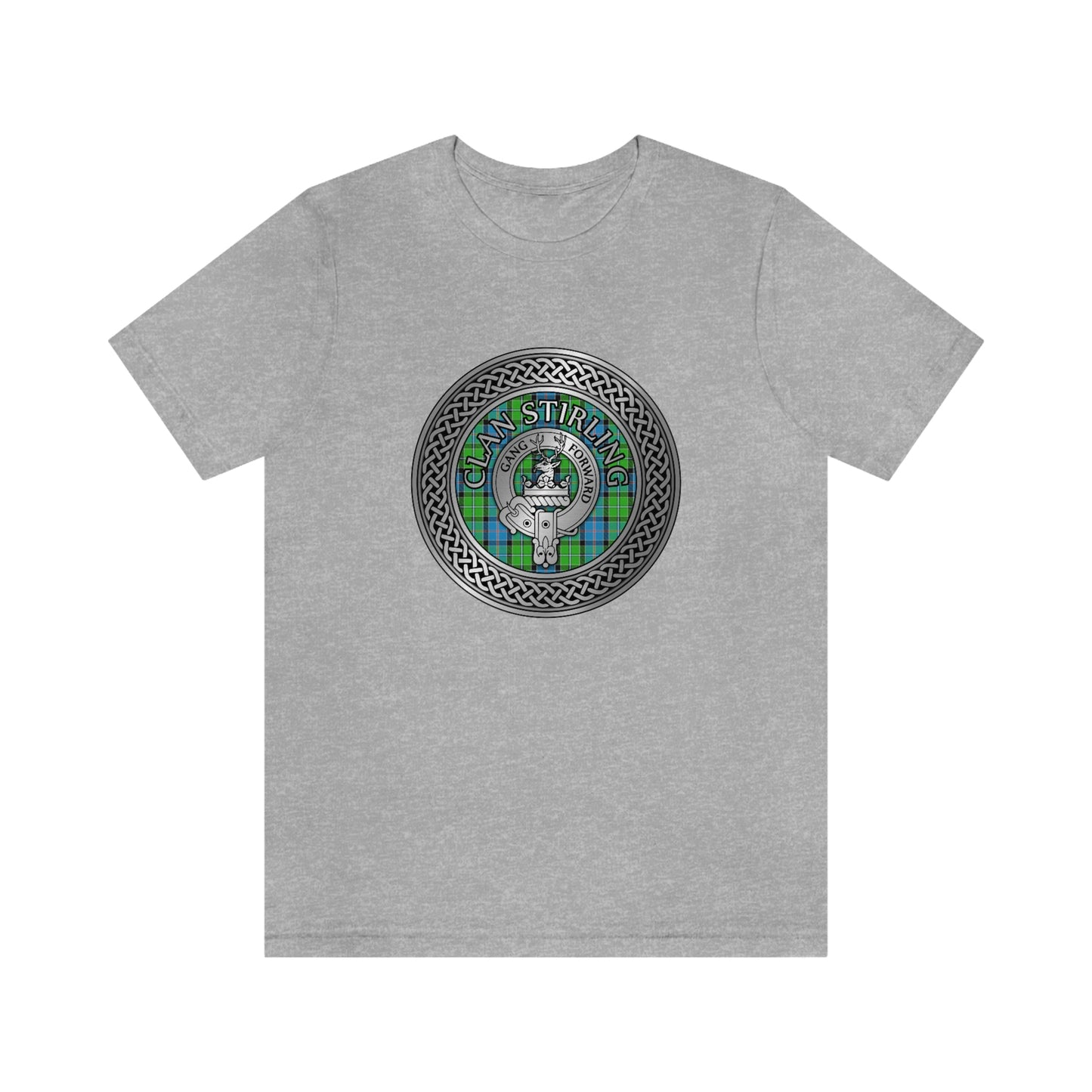 Clan Stirling Crest & Tartan Knot T-Shirt