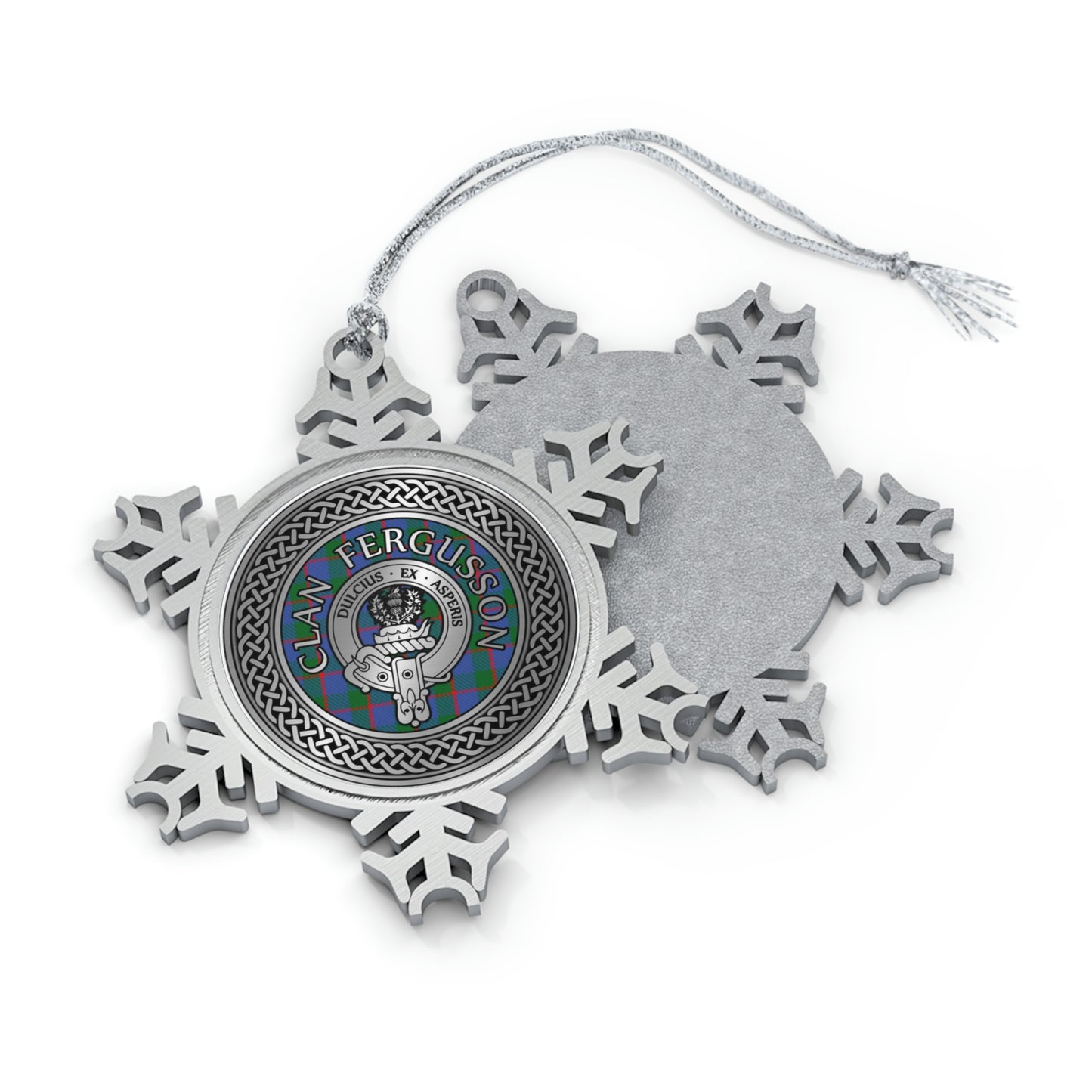 Clan Fergusson Crest & Tartan Knot Pewter Snowflake Ornament (AU/NZ only)