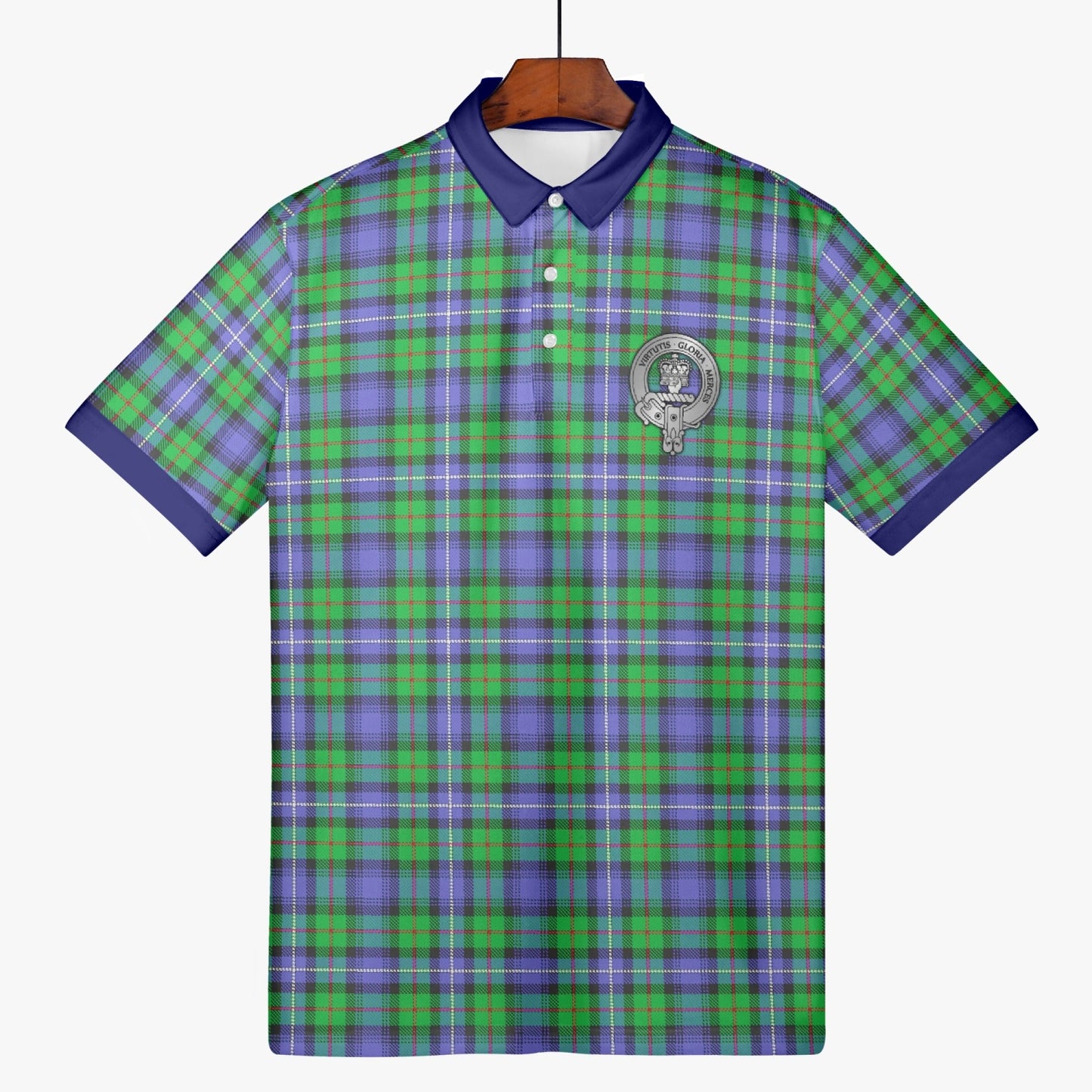 Clan Donnachaidh Hunting Tartan & Crest AOP Men Polo Shirt