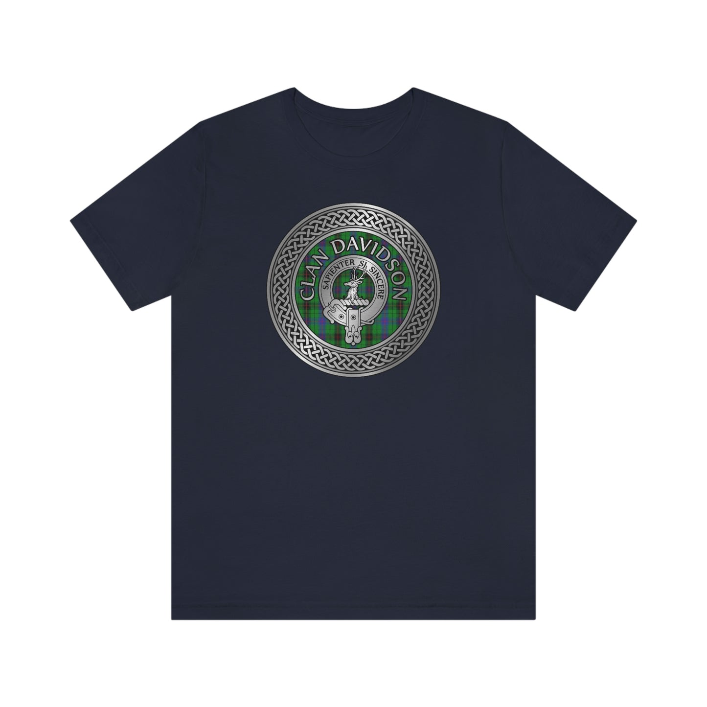 Clan Davidson Tartan & Crest in Celtic Knot T-Shirt