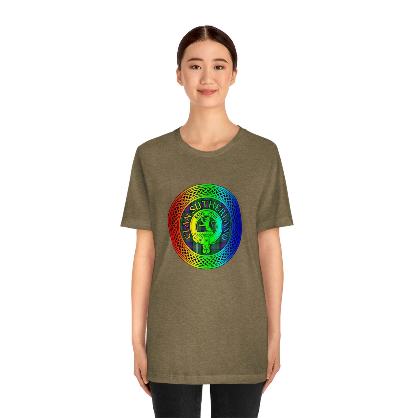 Clan Sutherland Rainbow Crest & Tartan Knot T-Shirt