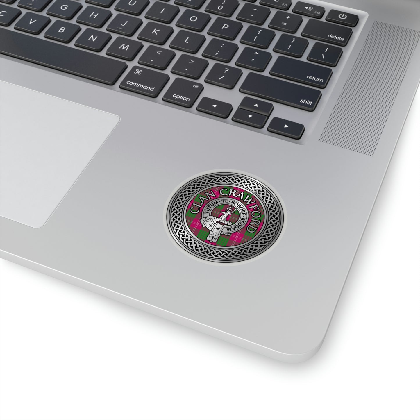 Clan Crawford Crest & Tartan Knot Kiss-Cut Stickers