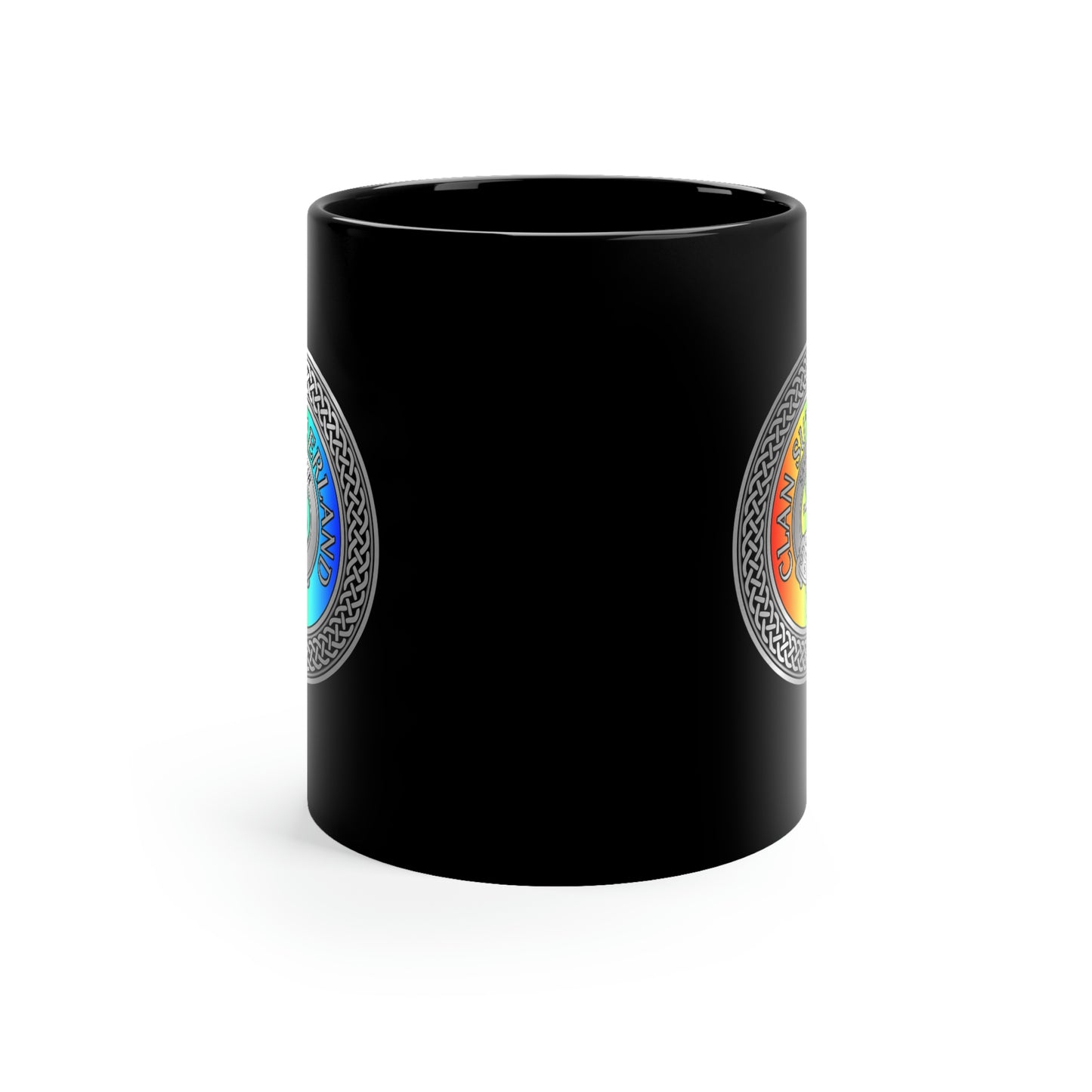 Clan Sutherland Crest & Rainbow 11oz Black Mug