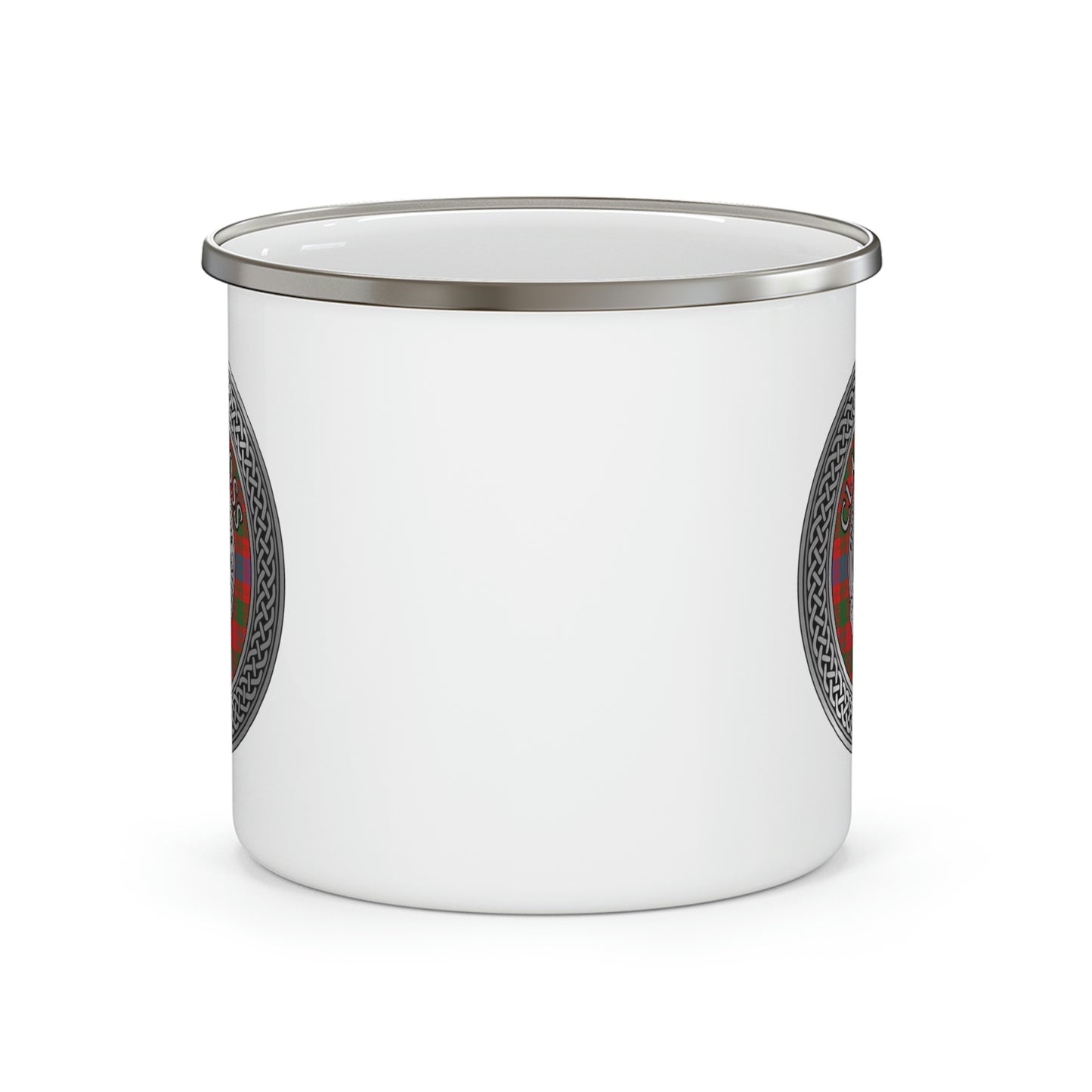 Clan Ross Crest & Tartan Knot Enamel Camping Mug