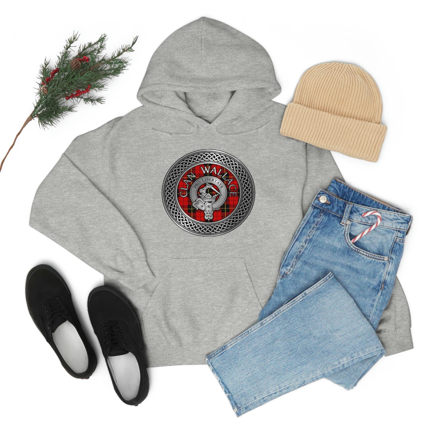 Clan Wallace Crest & Tartan Unisex Heavy Blend™ Hooded Sweatshirt