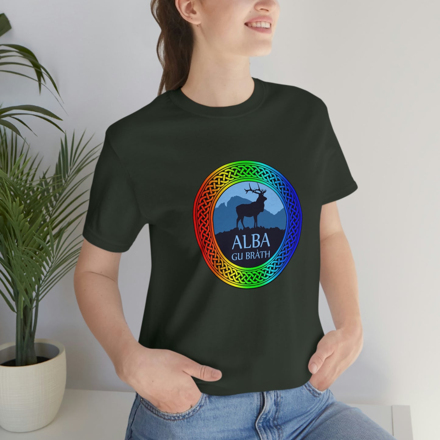 Alba Gu Brath Stag & Rainbow Knot T-Shirt