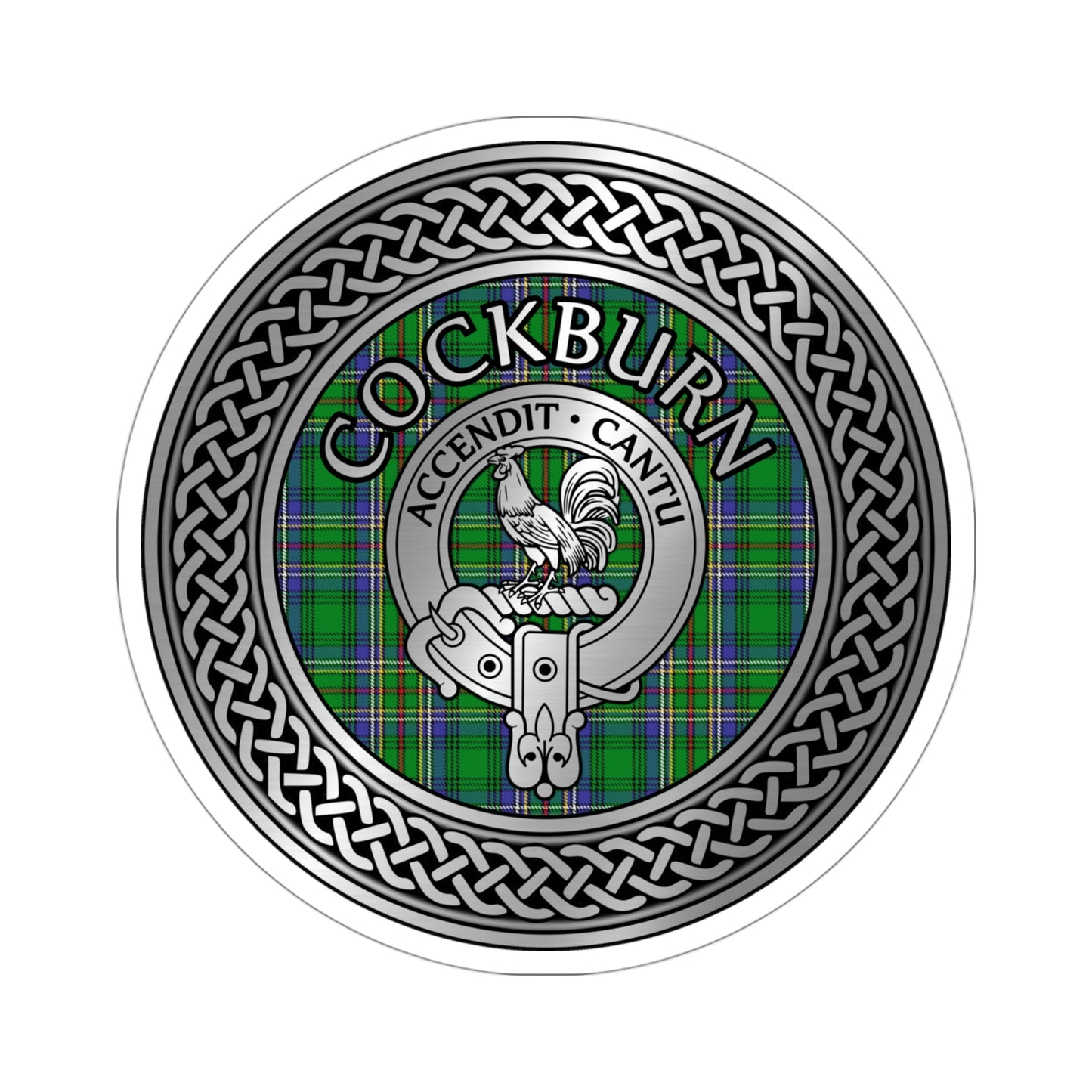 Clan Cockburn Crest & Tartan Knot Kiss-Cut Stickers