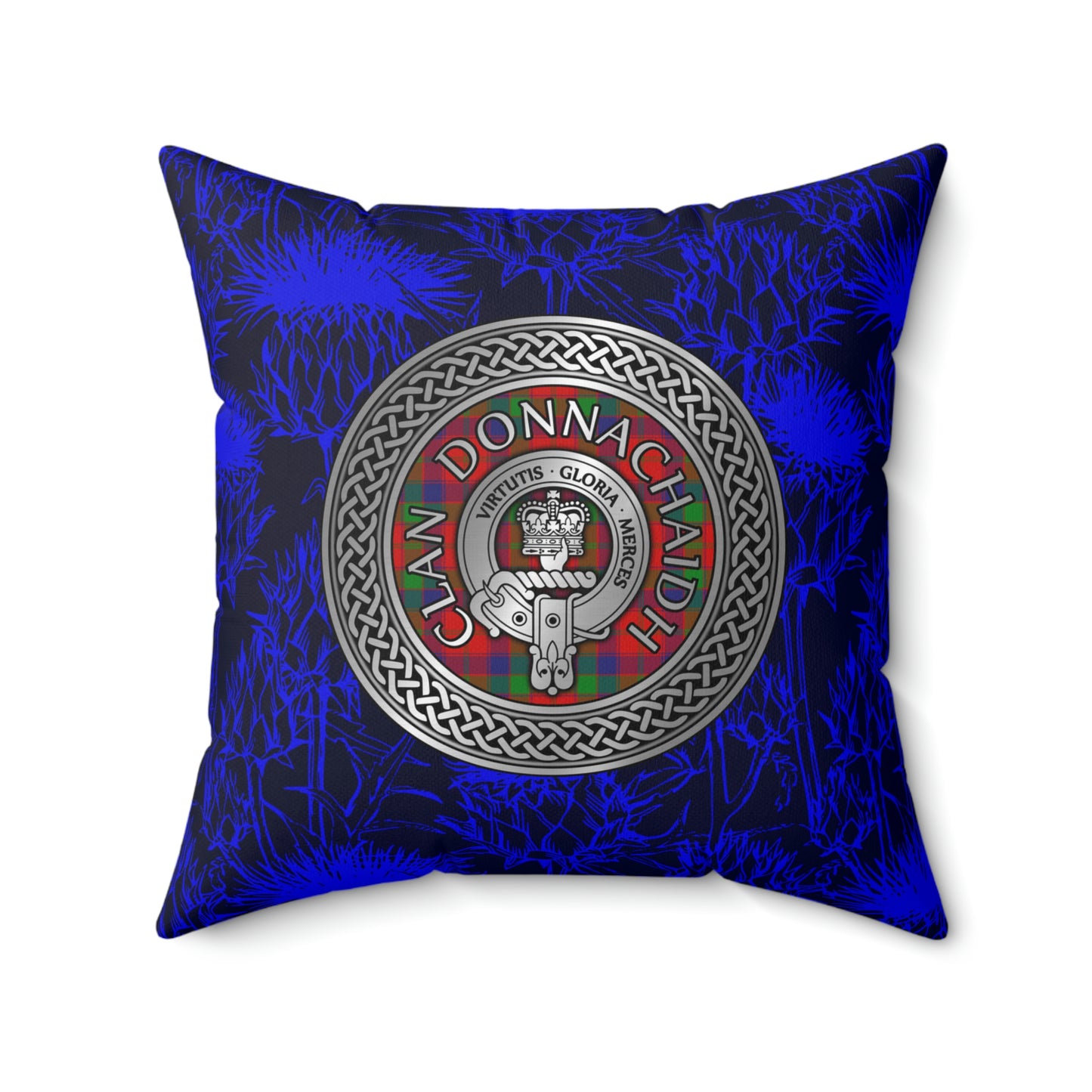 Clan Donnachaidh Crest & Tartan Knot Spun Polyester Square Pillow