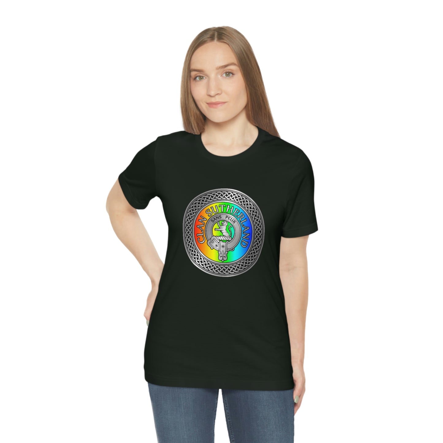 Clan Sutherland Crest & Rainbow Knot T-Shirt