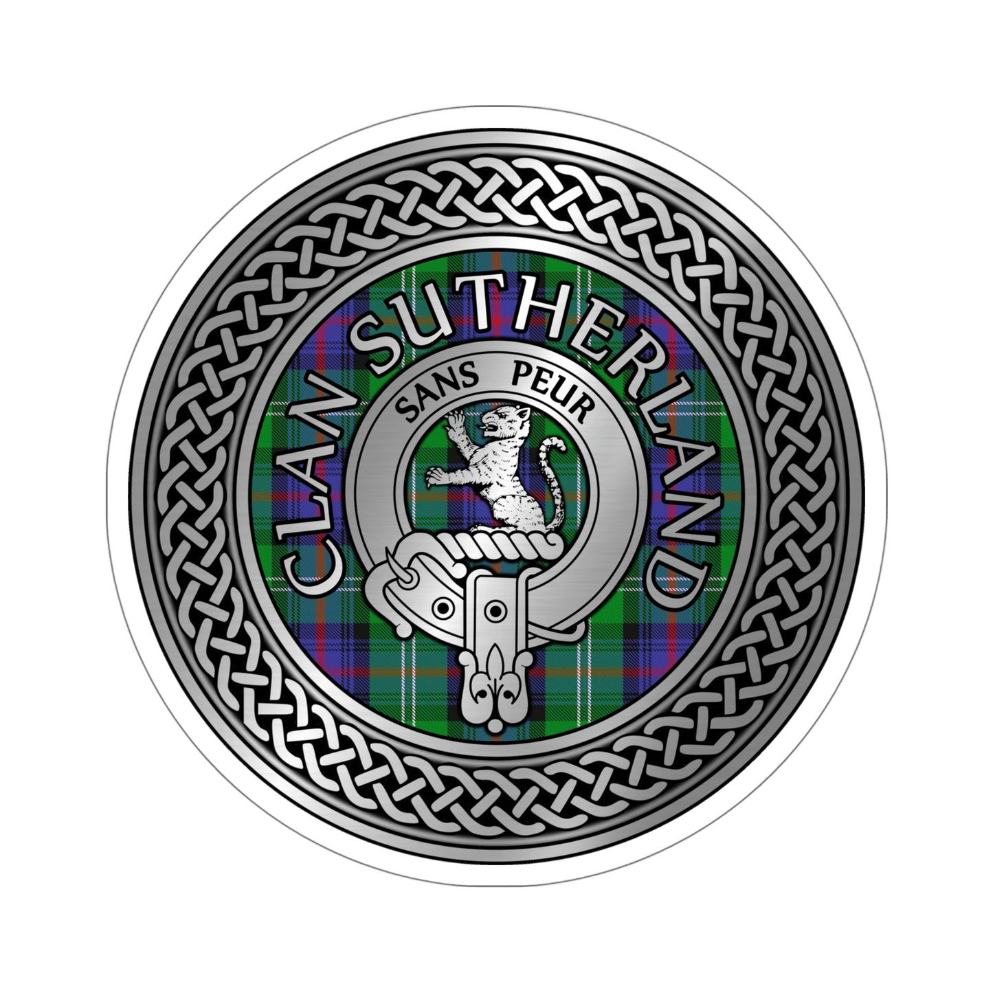 Clan Sutherland Crest & Tartan Knot Kiss-Cut Stickers