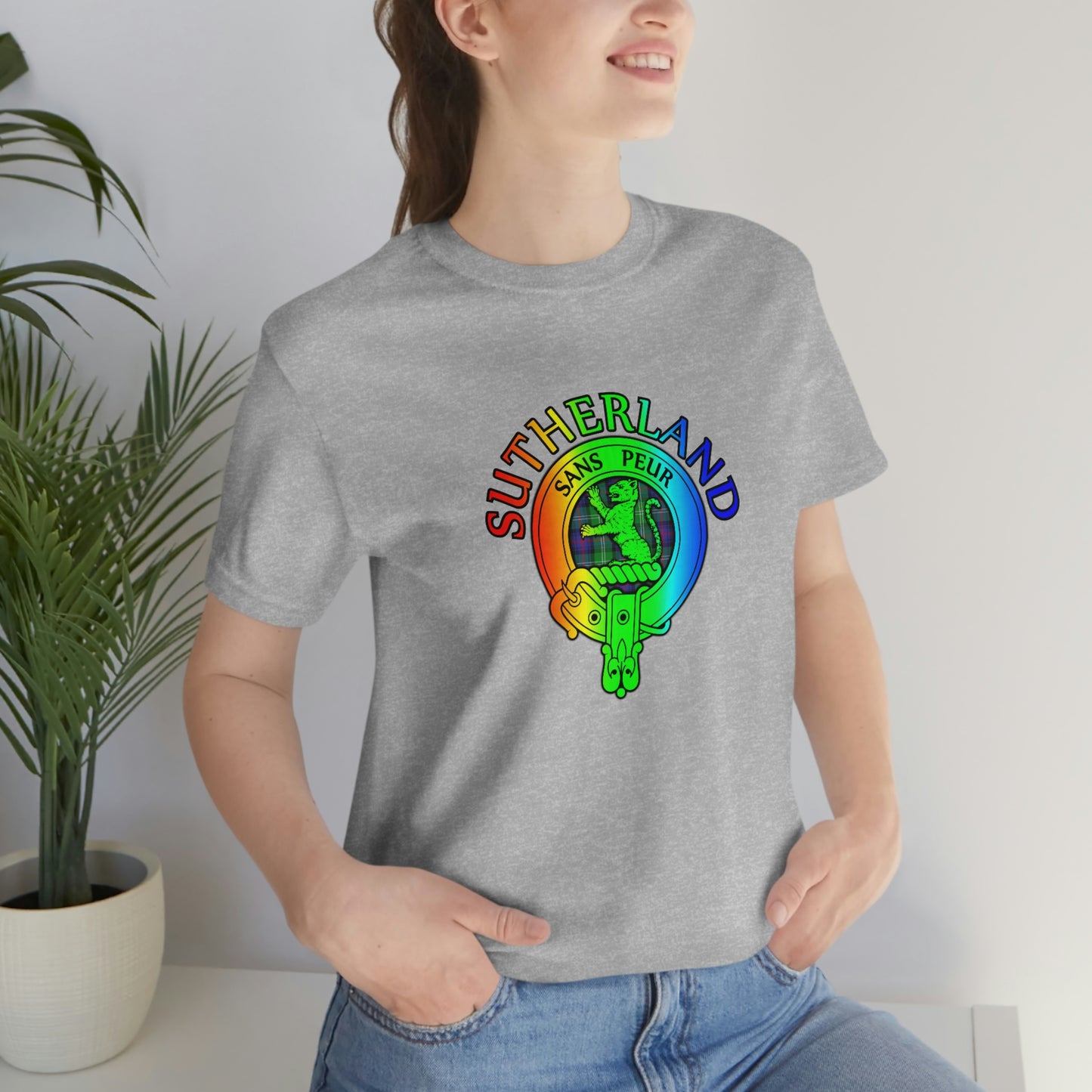 Clan Sutherland Rainbow Crest & Tartan T-Shirt