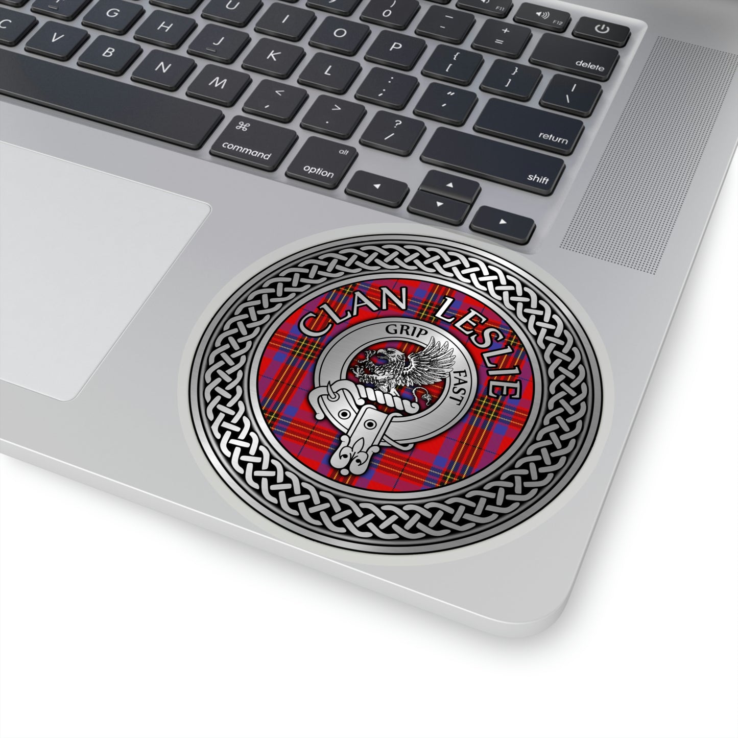 Clan Leslie Crest & Tartan Knot Kiss-Cut Stickers