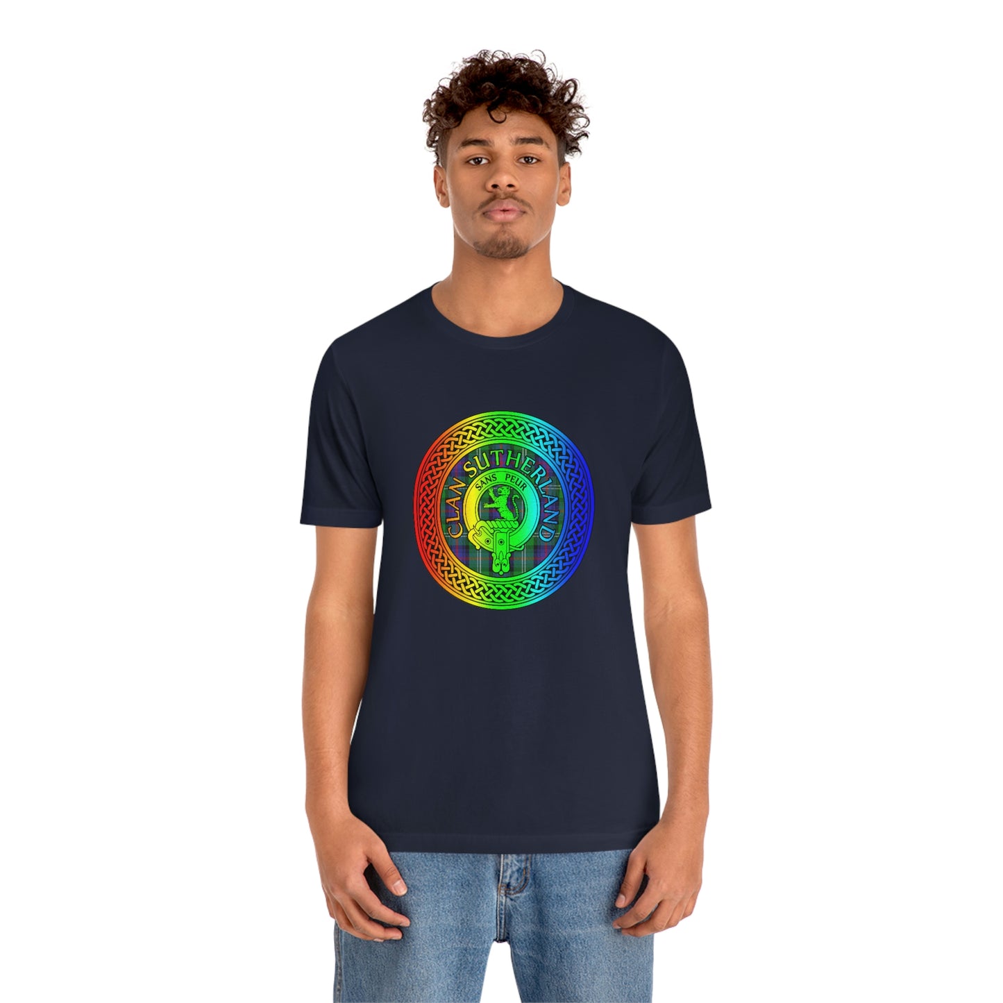 Clan Sutherland Rainbow Crest & Tartan Knot T-Shirt