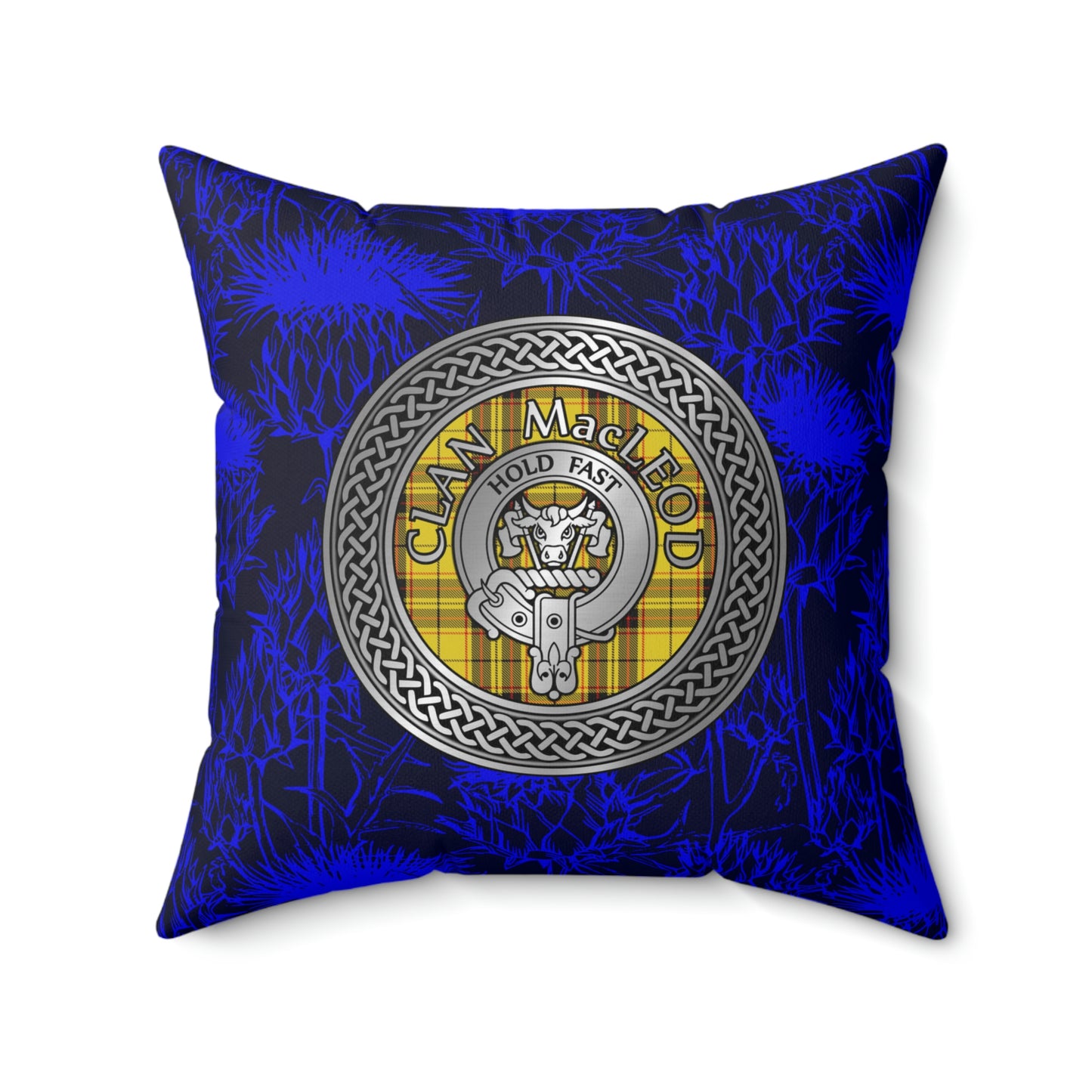 Clan MacLeod Crest & Tartan Knot Spun Polyester Square Pillow